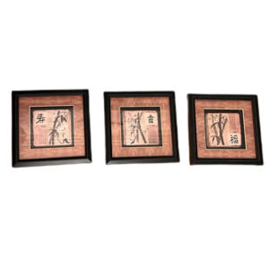 Zen Harmony: Hand-Painted Asian Tile Art Set - 8”x8” Framed
